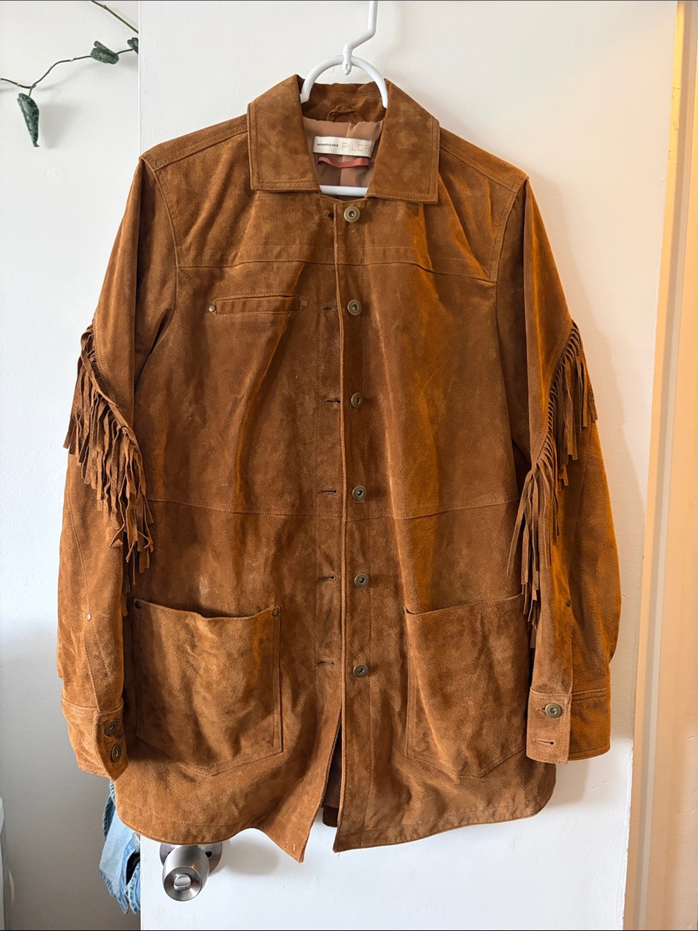 Anthropologie PILCRO Suede Fringe Western Jacket - Brown